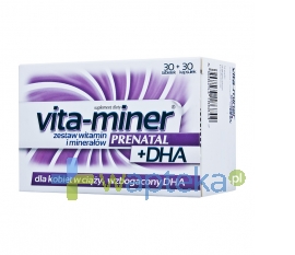 AFLOFARM FABRYKA LEKÓW SP.Z O.O. Vita-Miner Prenatal + DHA 30 tabletek + 30 kapsułek