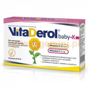 SEQUOIA VitaDerol Baby + K, dla dzieci od 8 doby życia, 40 kapsułek twist-off