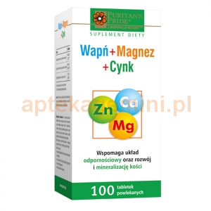 HOLBEX Wapń + Magnez + Cynk, 100 tabletek (dawniej Calmazin)